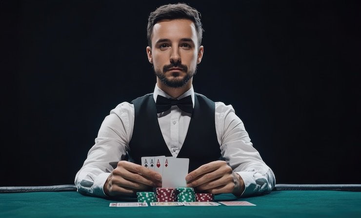 Tampilan streaming langsung permainan meja roulette dan baccarat